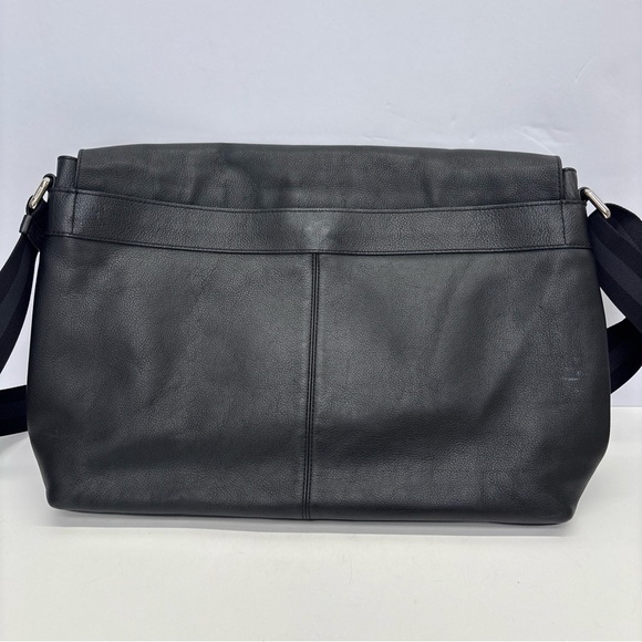 Coach Black Leather Messenger with Striped Webbing Strap - Picture 9 of 16